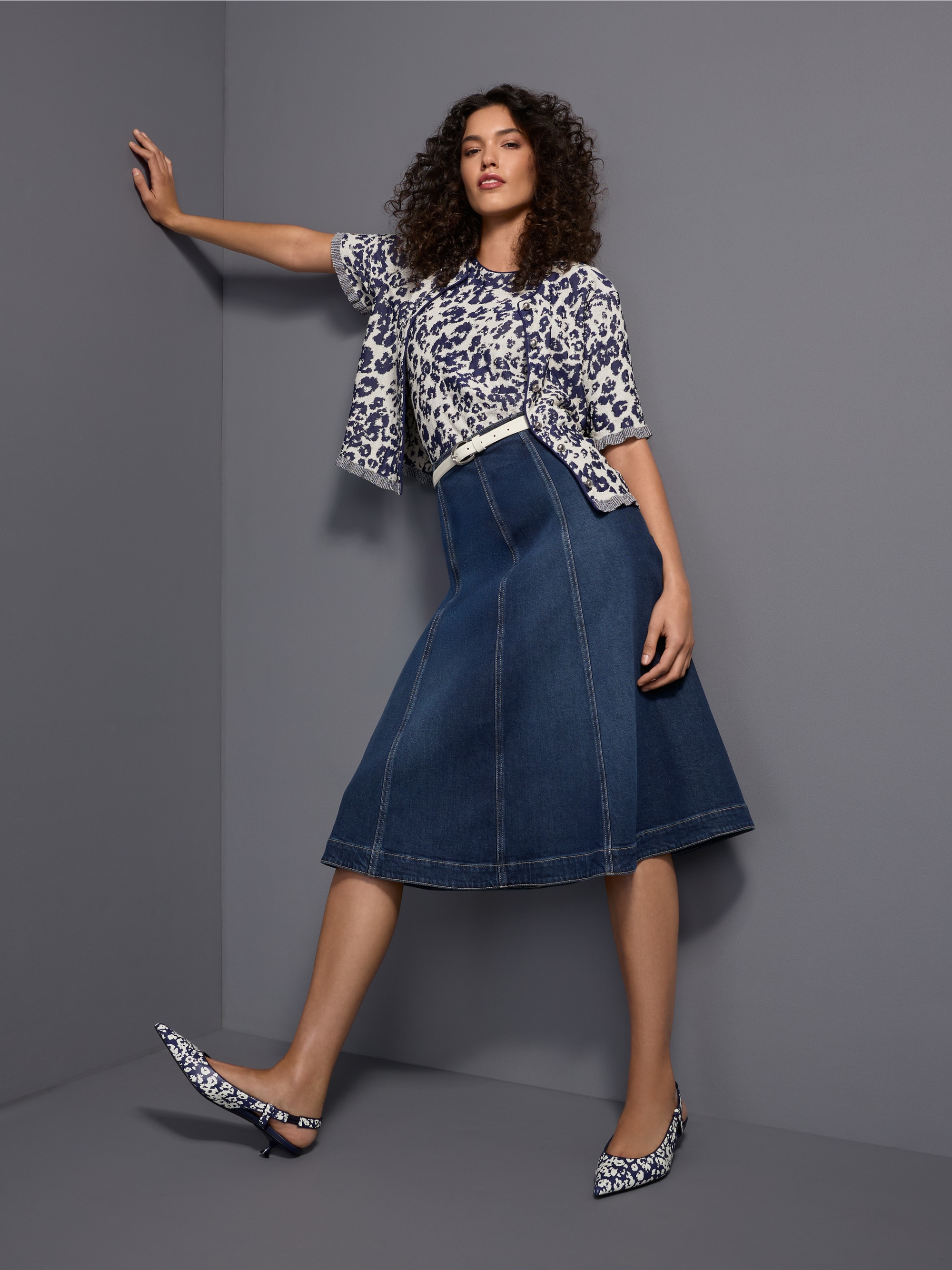 Denim skirt with pleated details