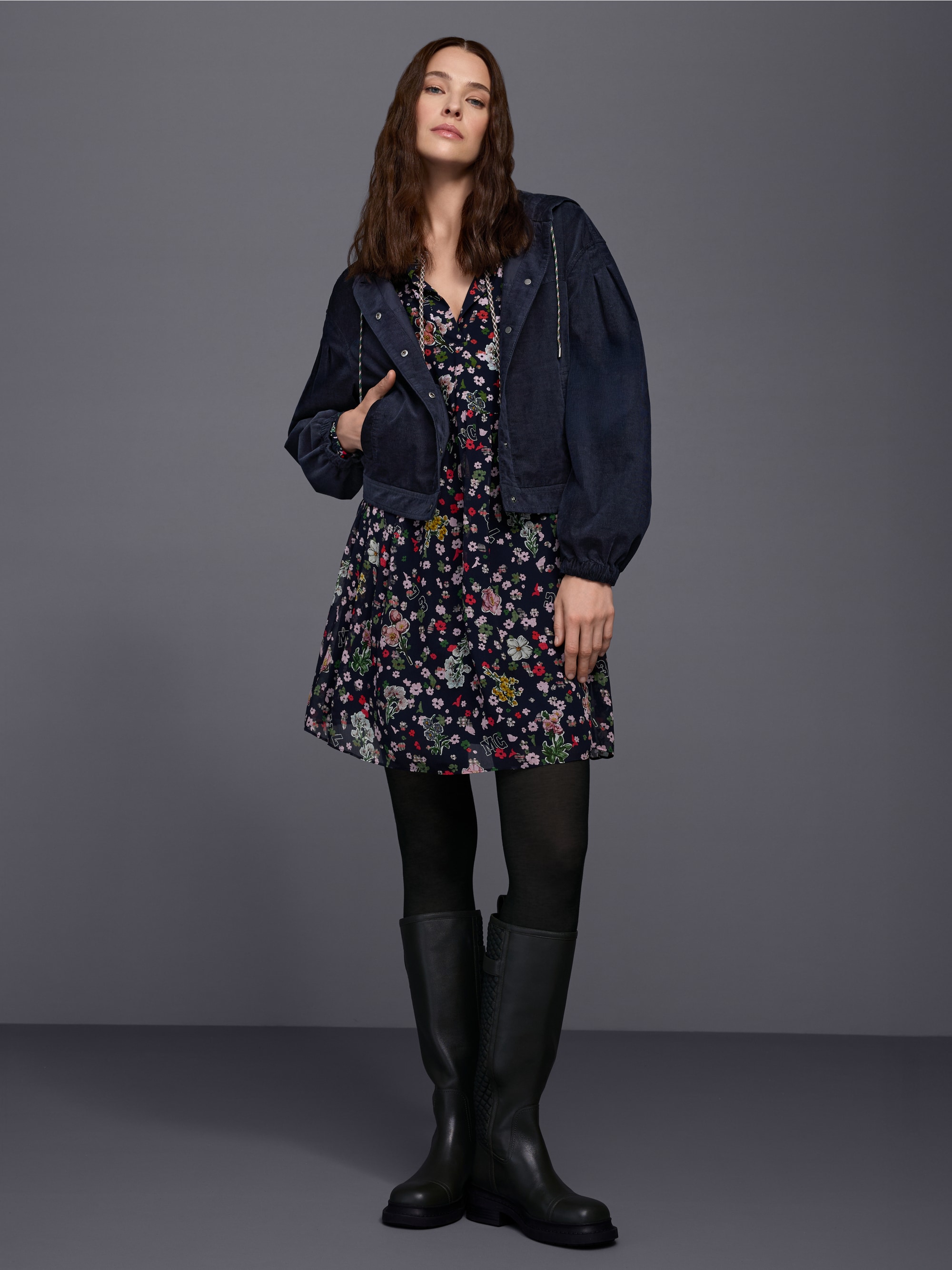 Corduroy jacket with hood