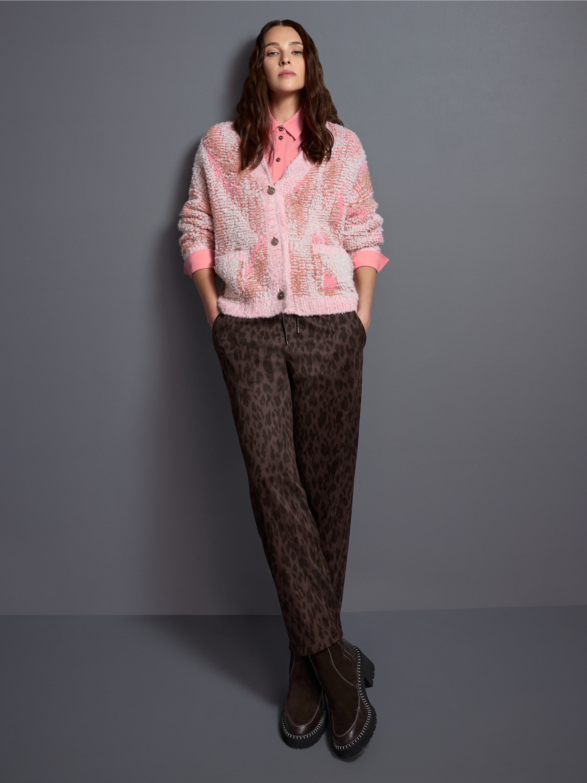RANCHI relaxed fit leop print trousers