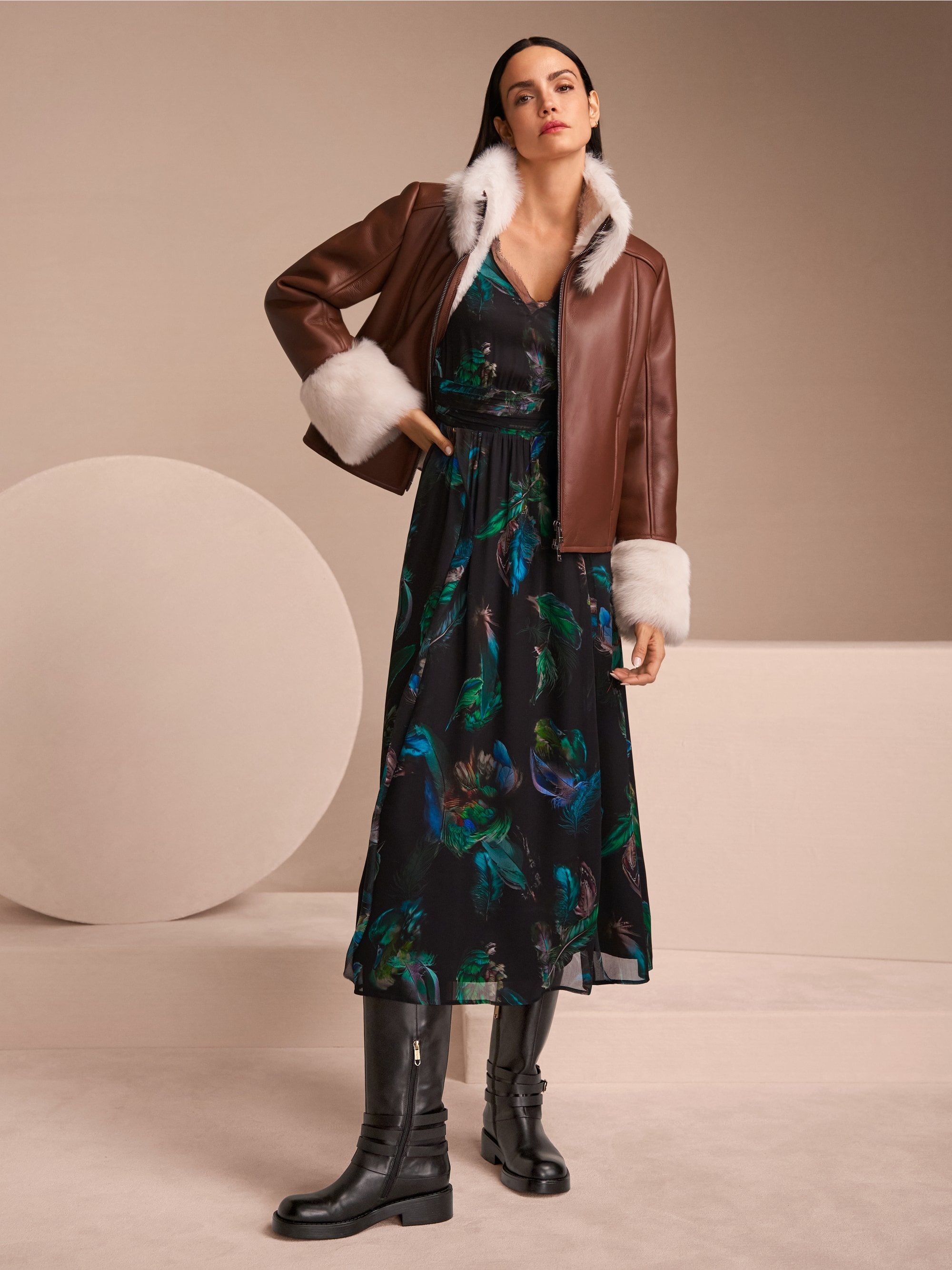 Lambskin jacket with cosy collar