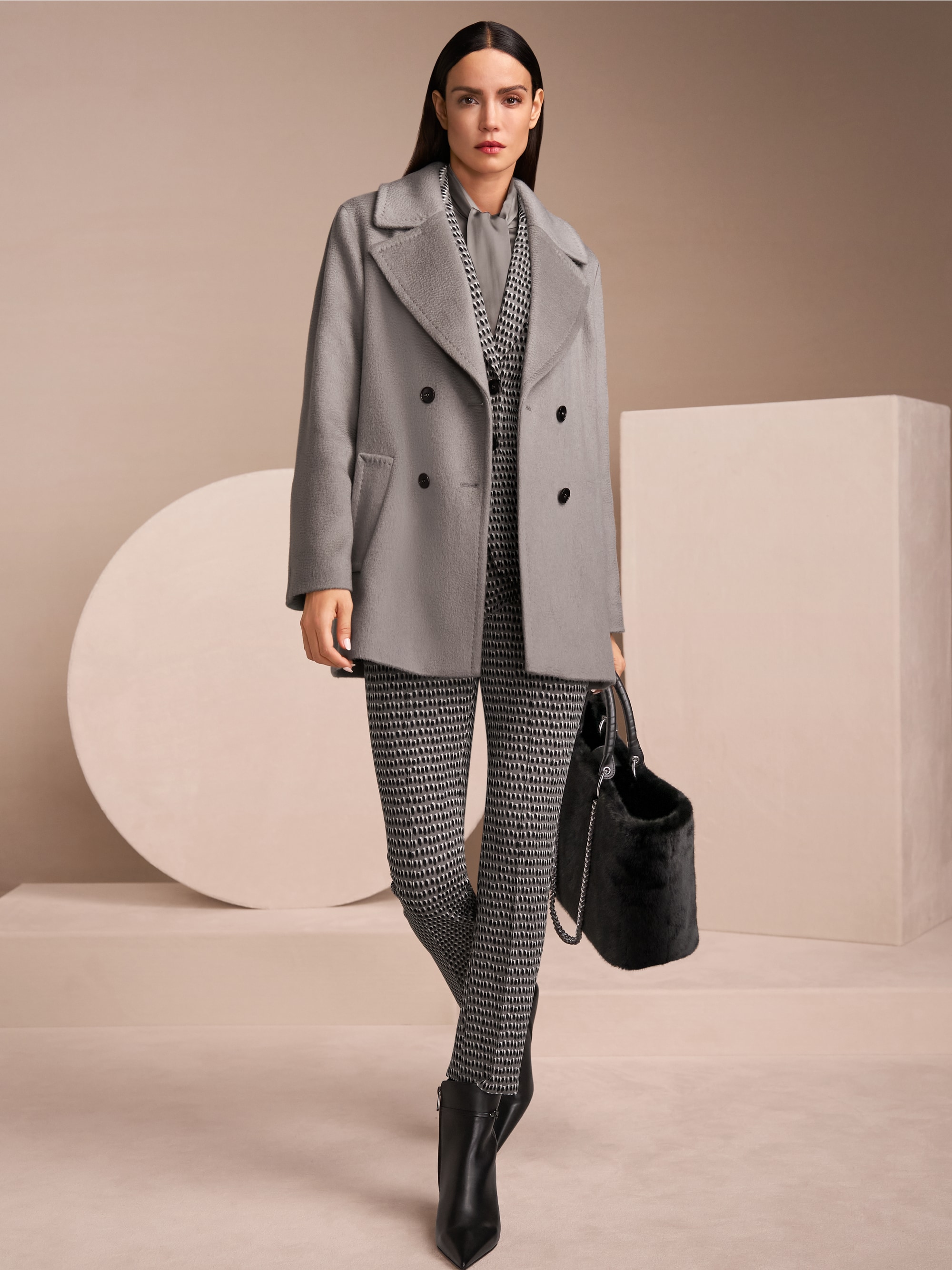 Double-breasted wool coat