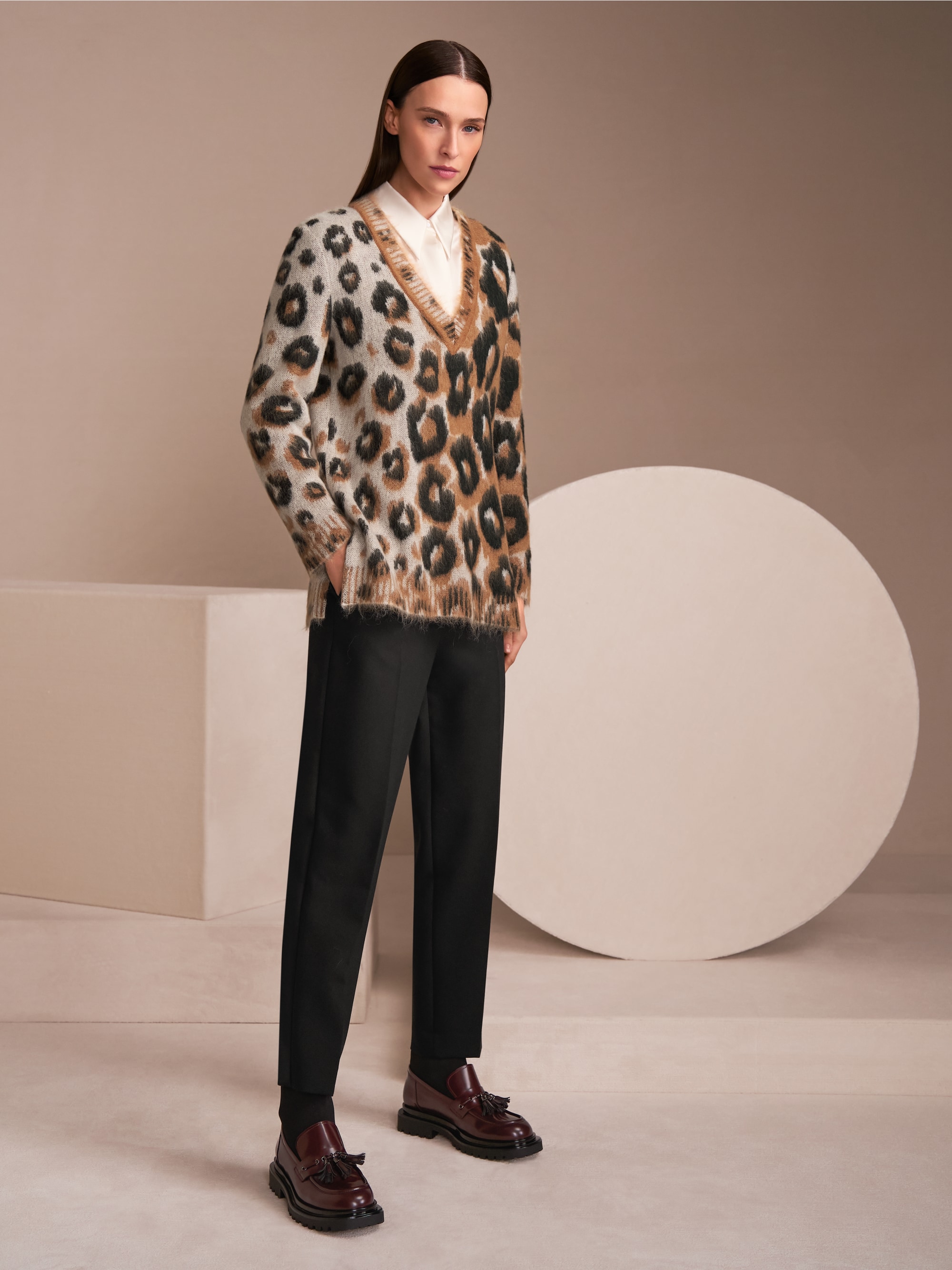 Knitted in Germany leopard print jumper