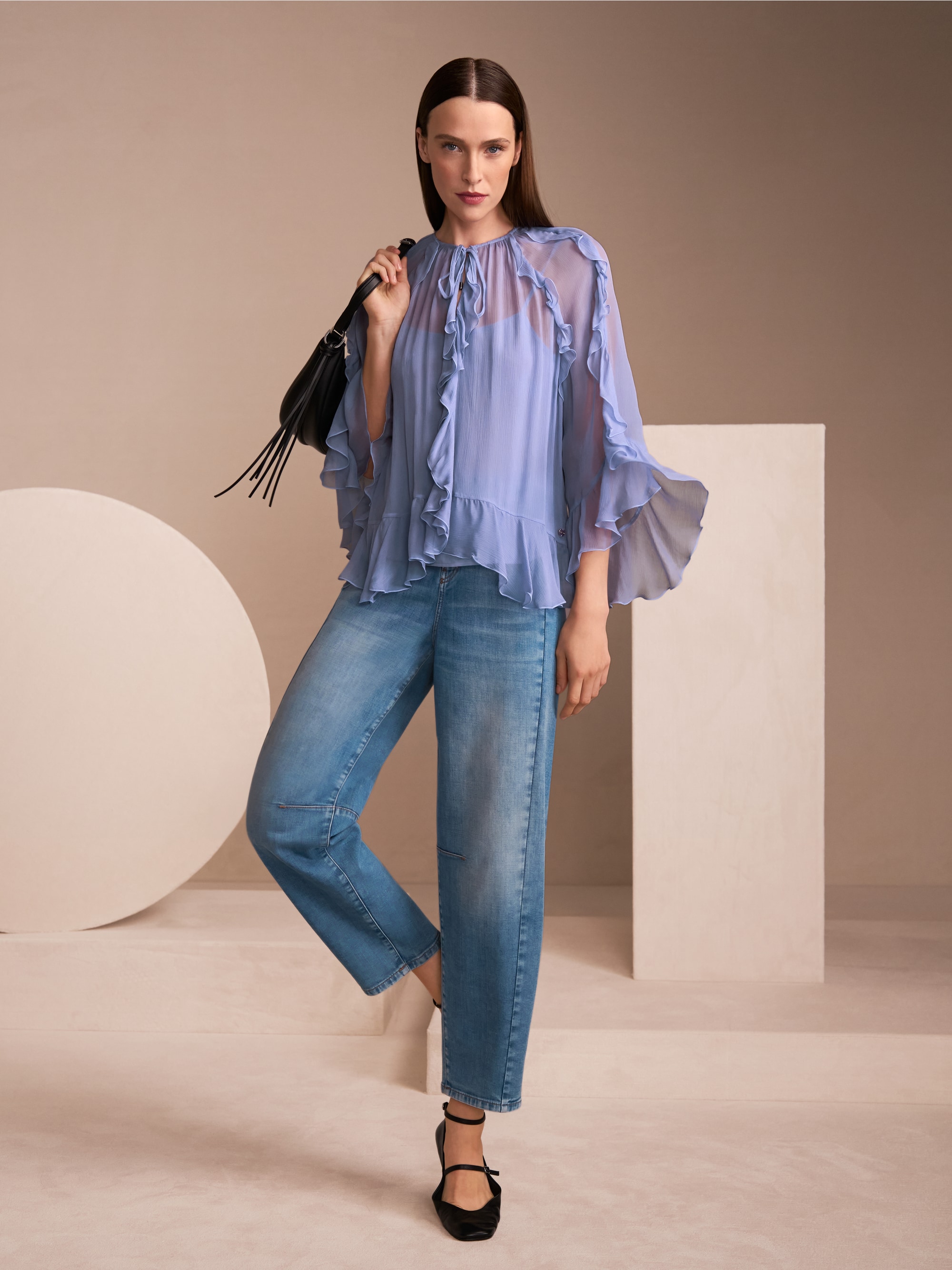 Volant-Bluse im Boho-Stil