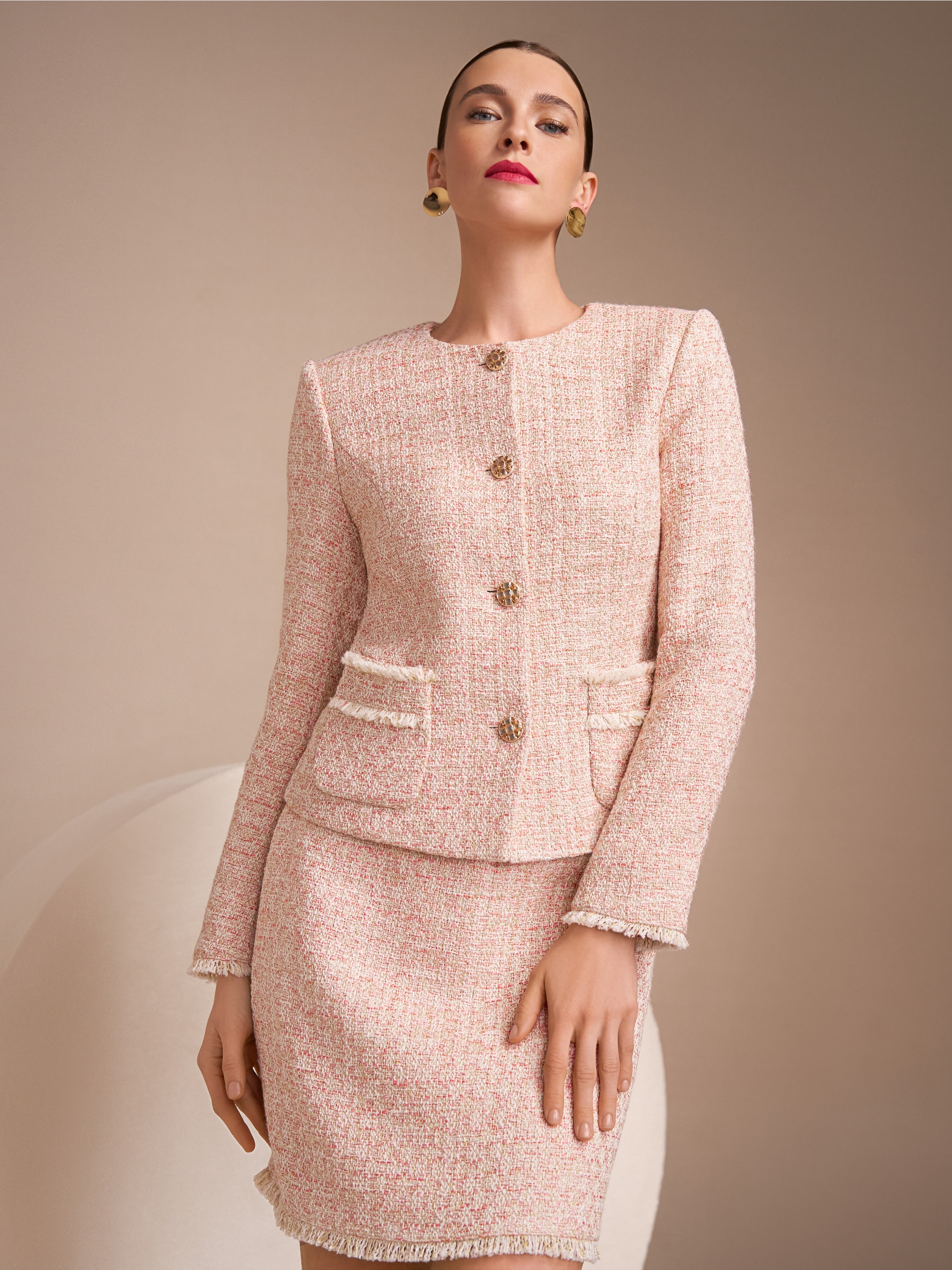 Schimmernde Bouclé Jacke