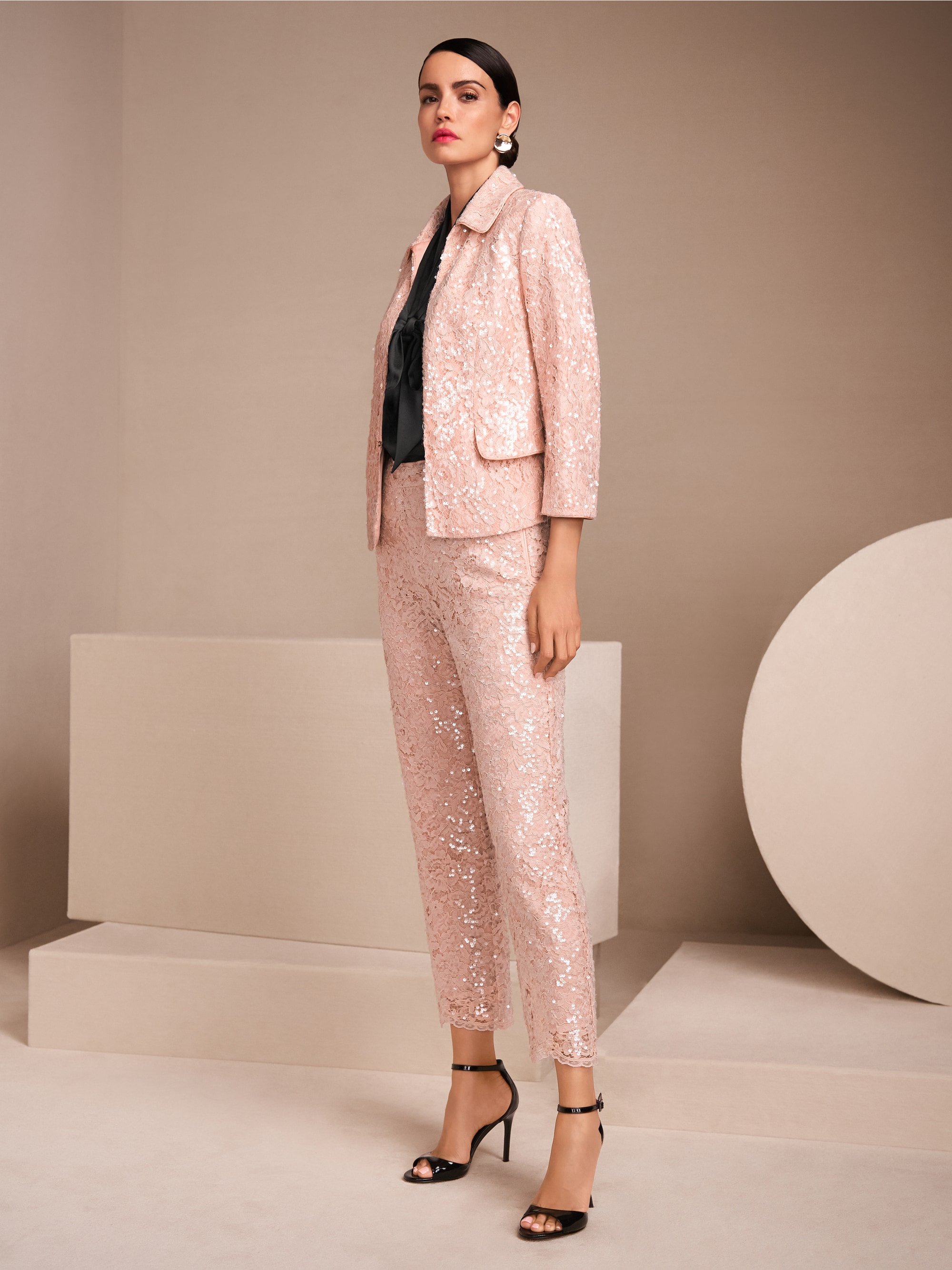Jacket with lace and sequins