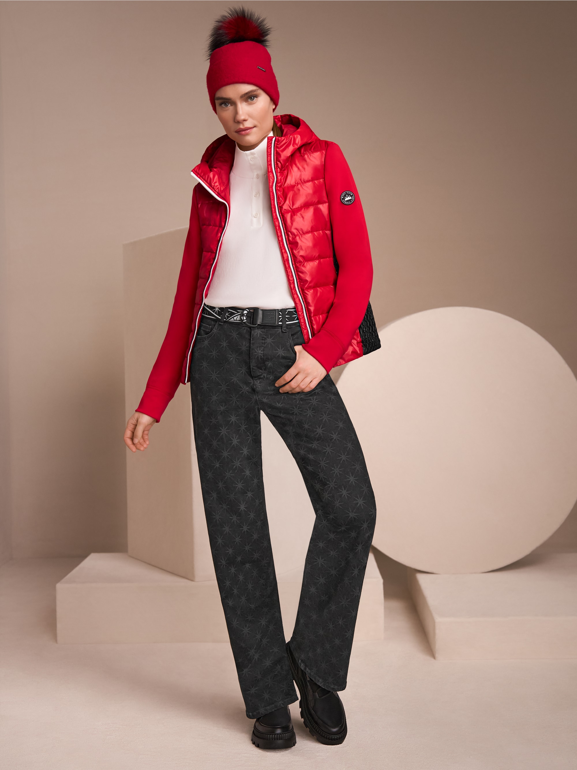 Jacket with faux down and hood