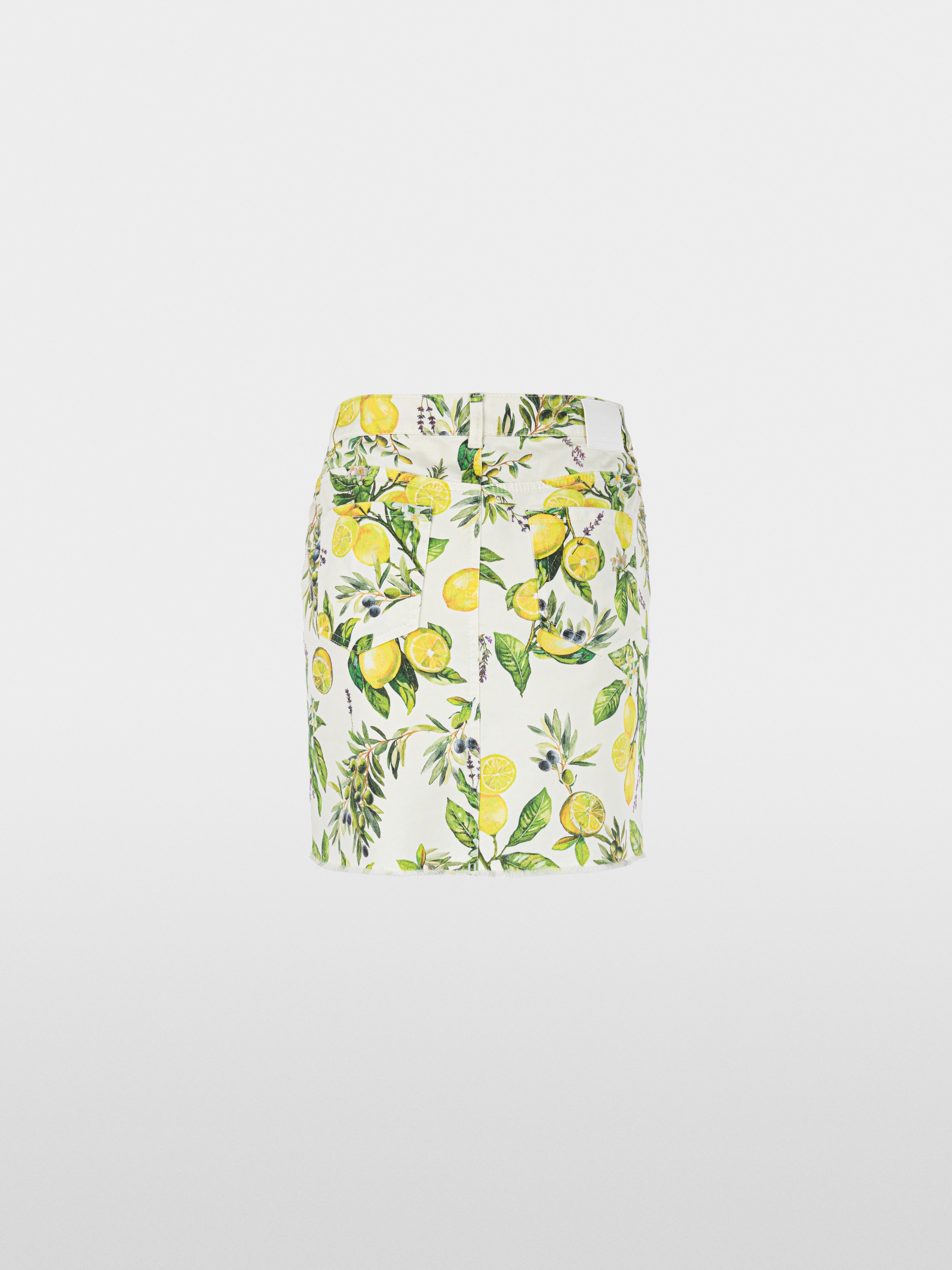 Printed denim mini skirt