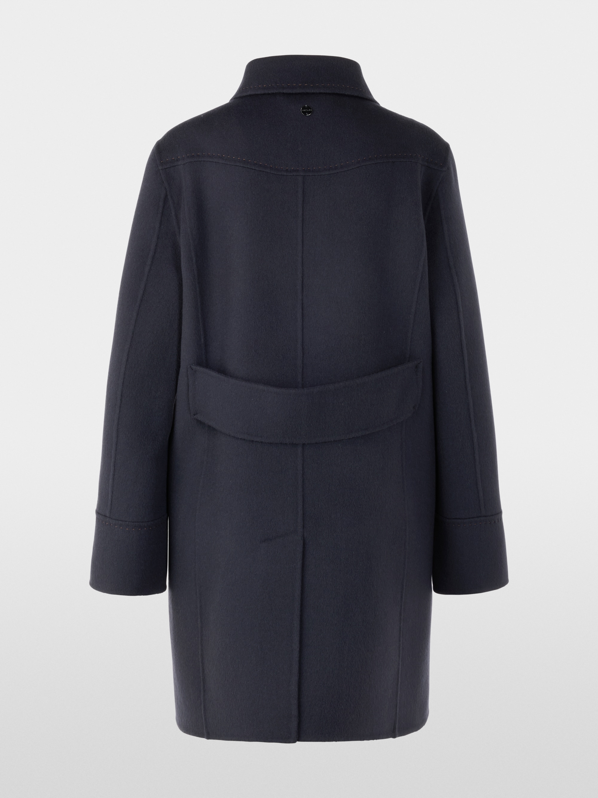 Wool coat with decorative stitching