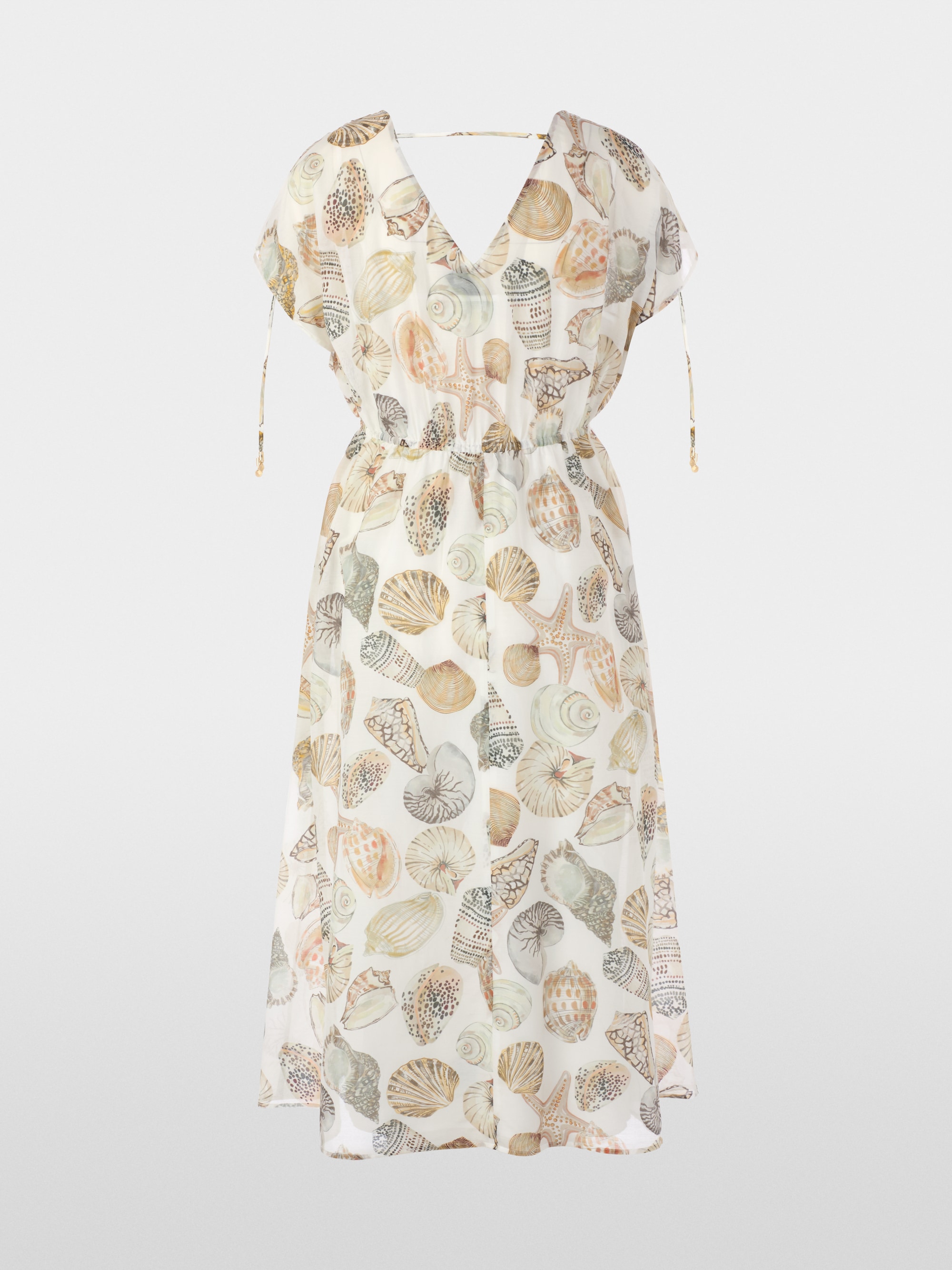 Mid-length dress in cotton and silk