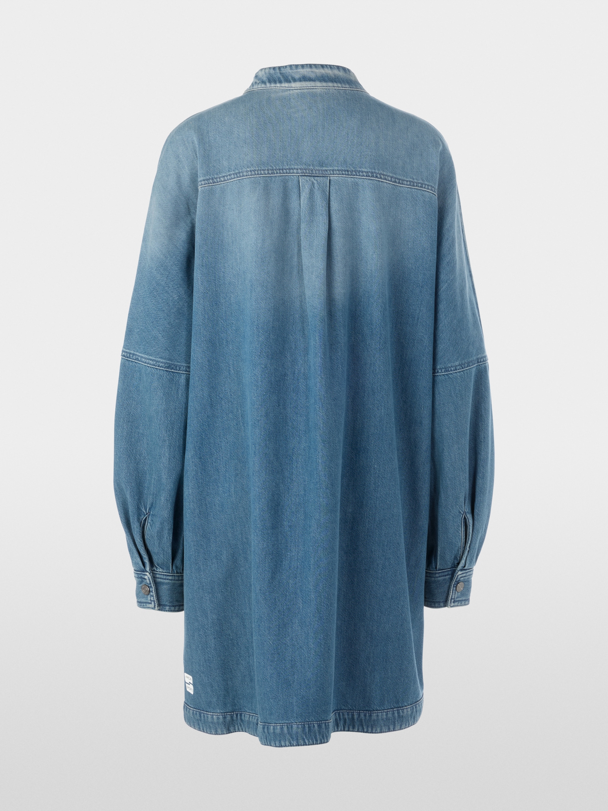 Denim mini dress with stand-up collar