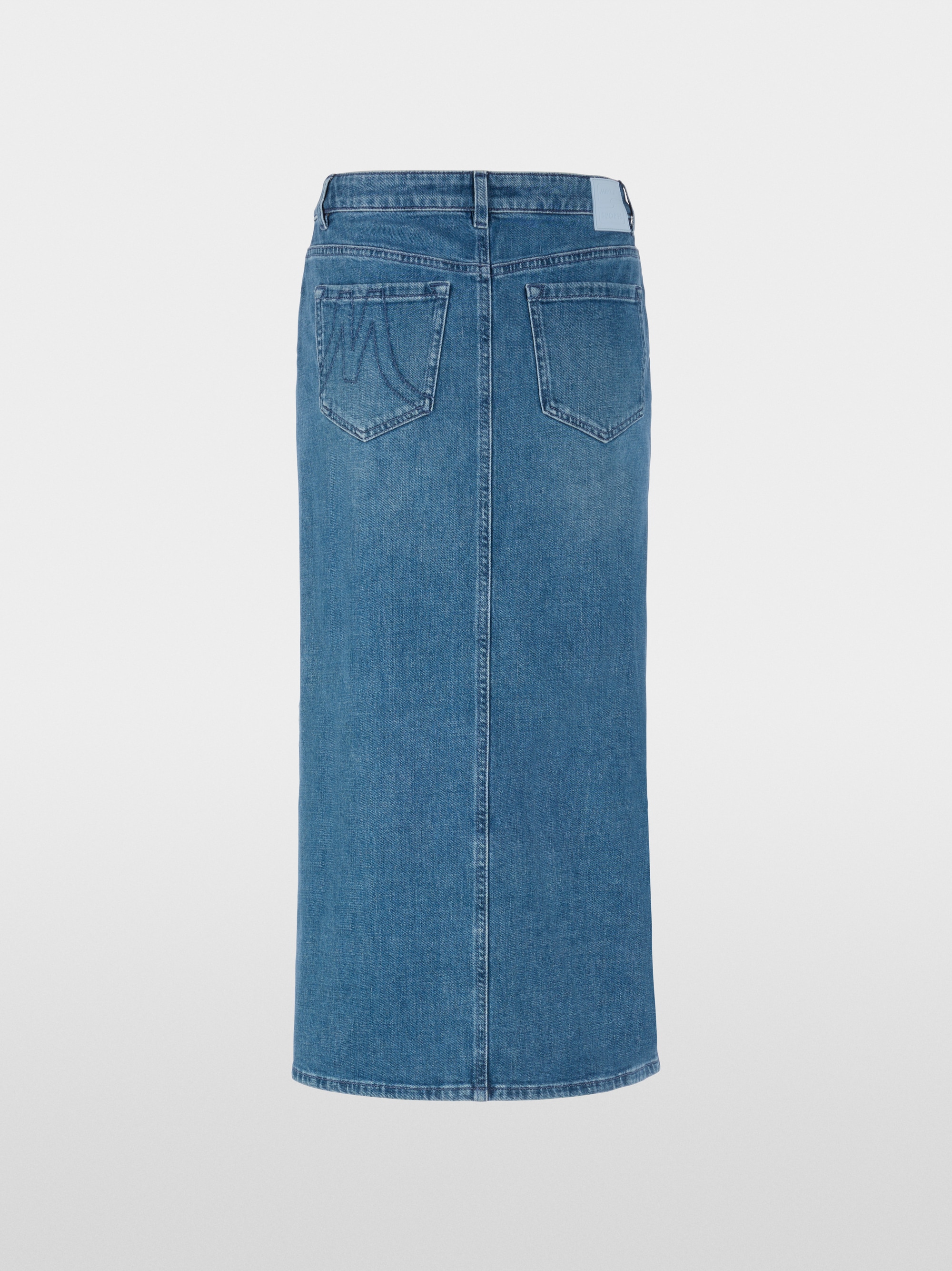 Denim midi skirt with side stripes