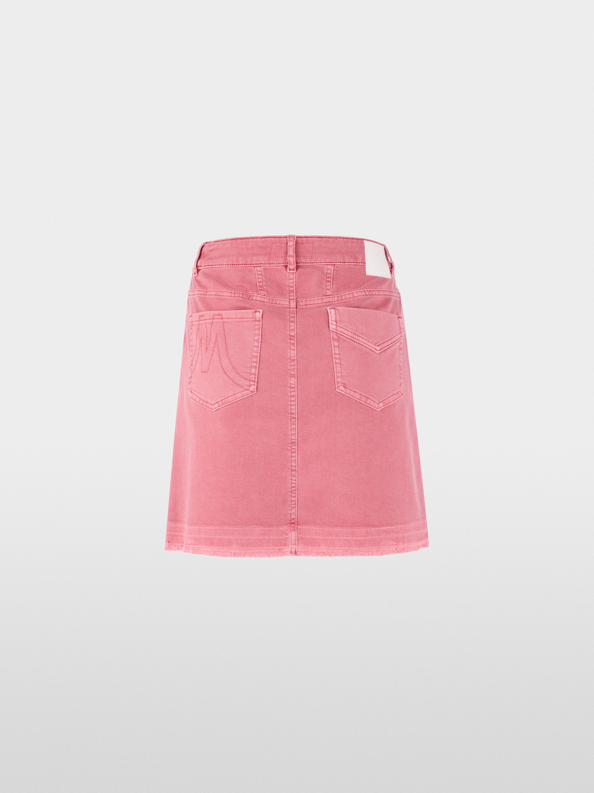 Mini denim skirt with open hem
