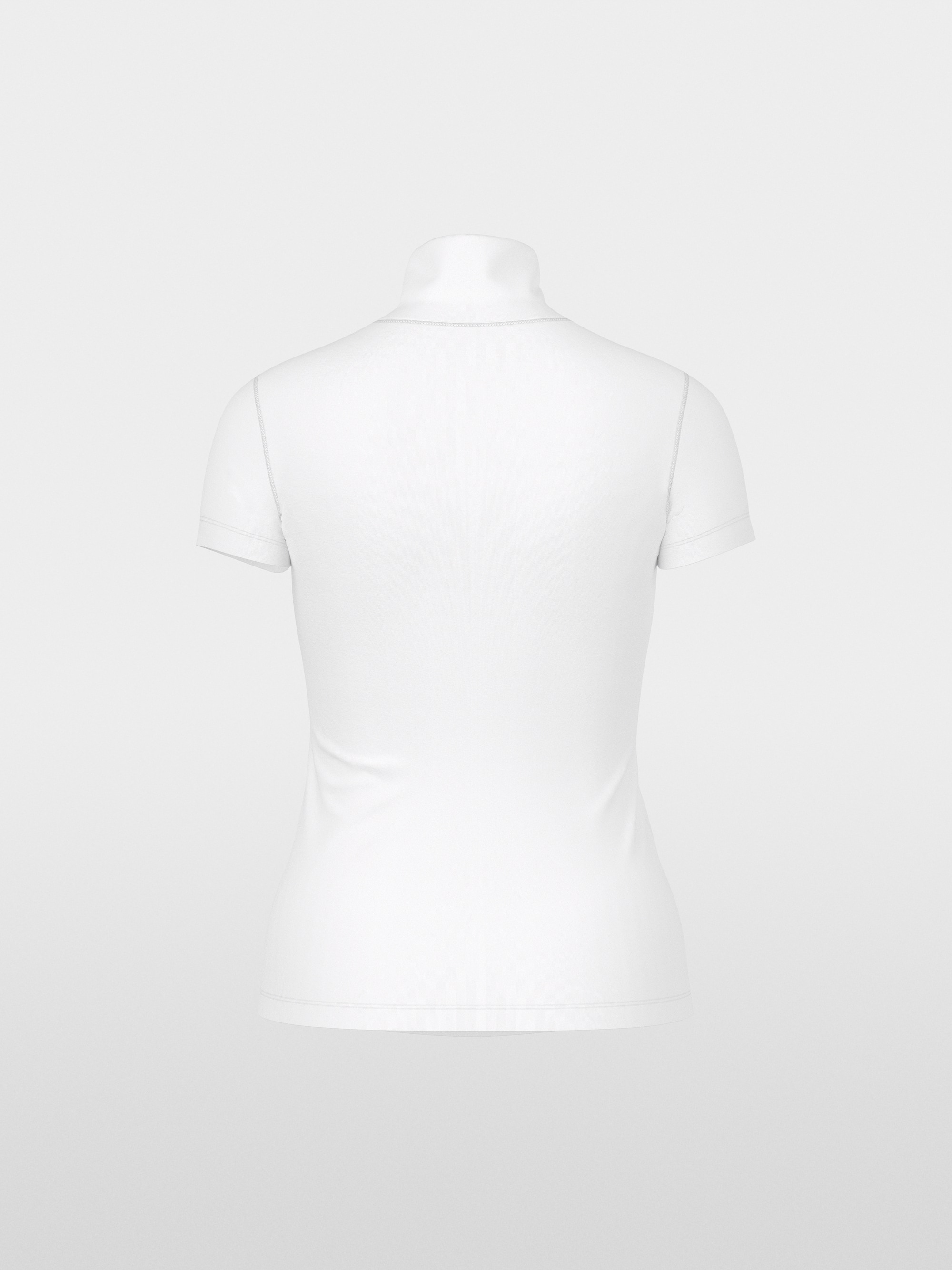 Stretch cotton shirt with raised collar
