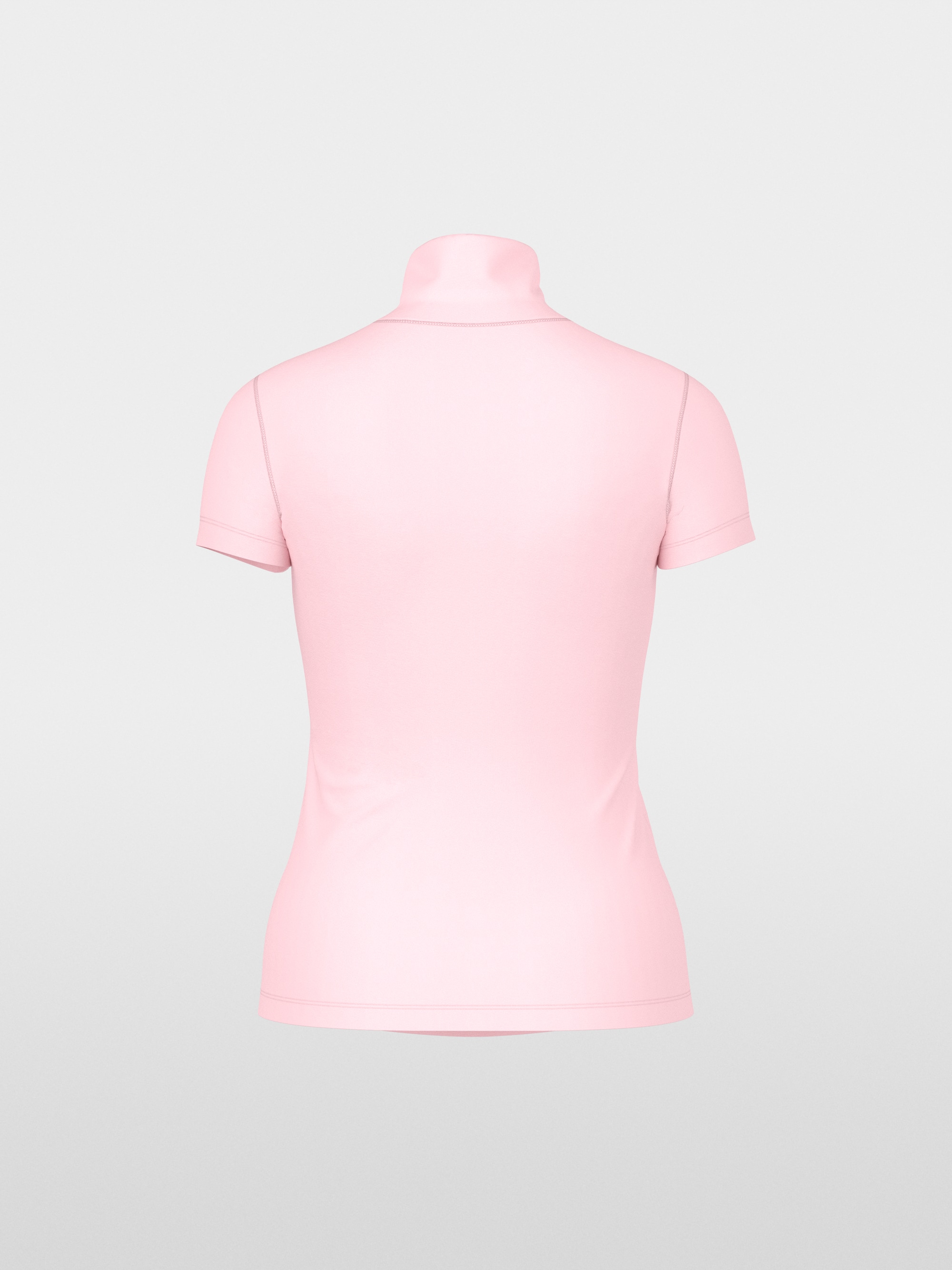 Stretch cotton shirt with raised collar
