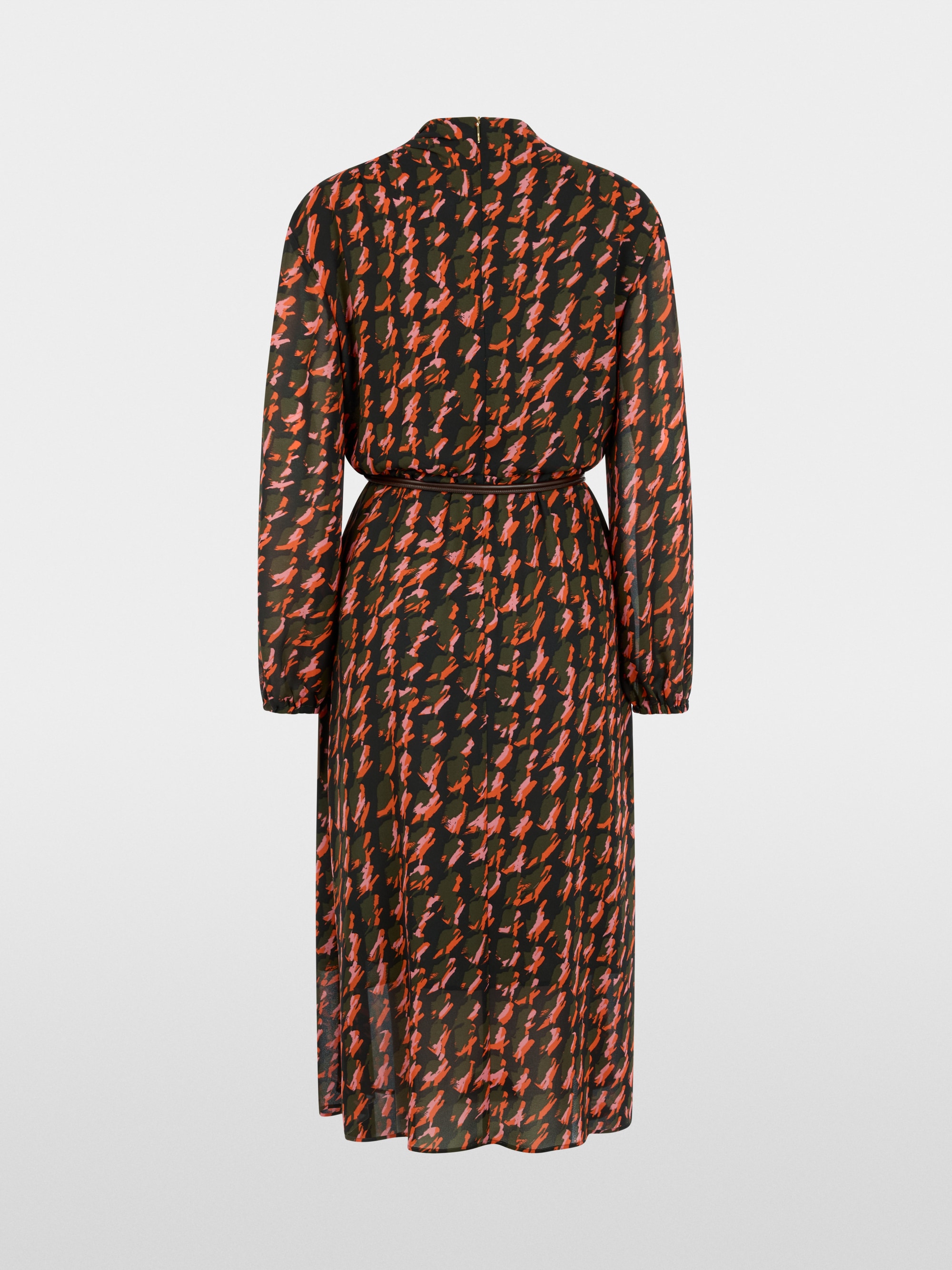 Printed dress with drawstring belt
