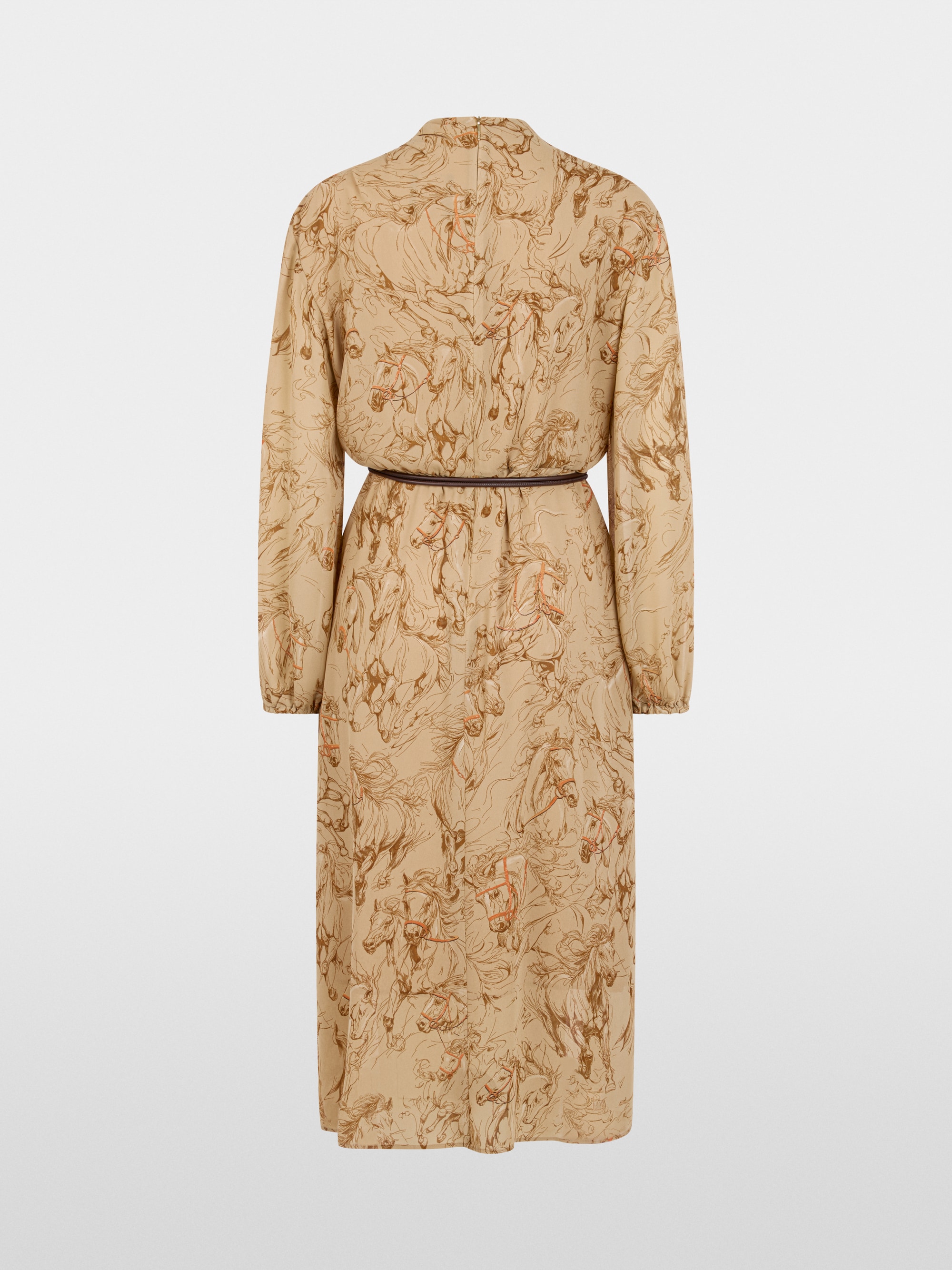 Printed dress with drawstring belt