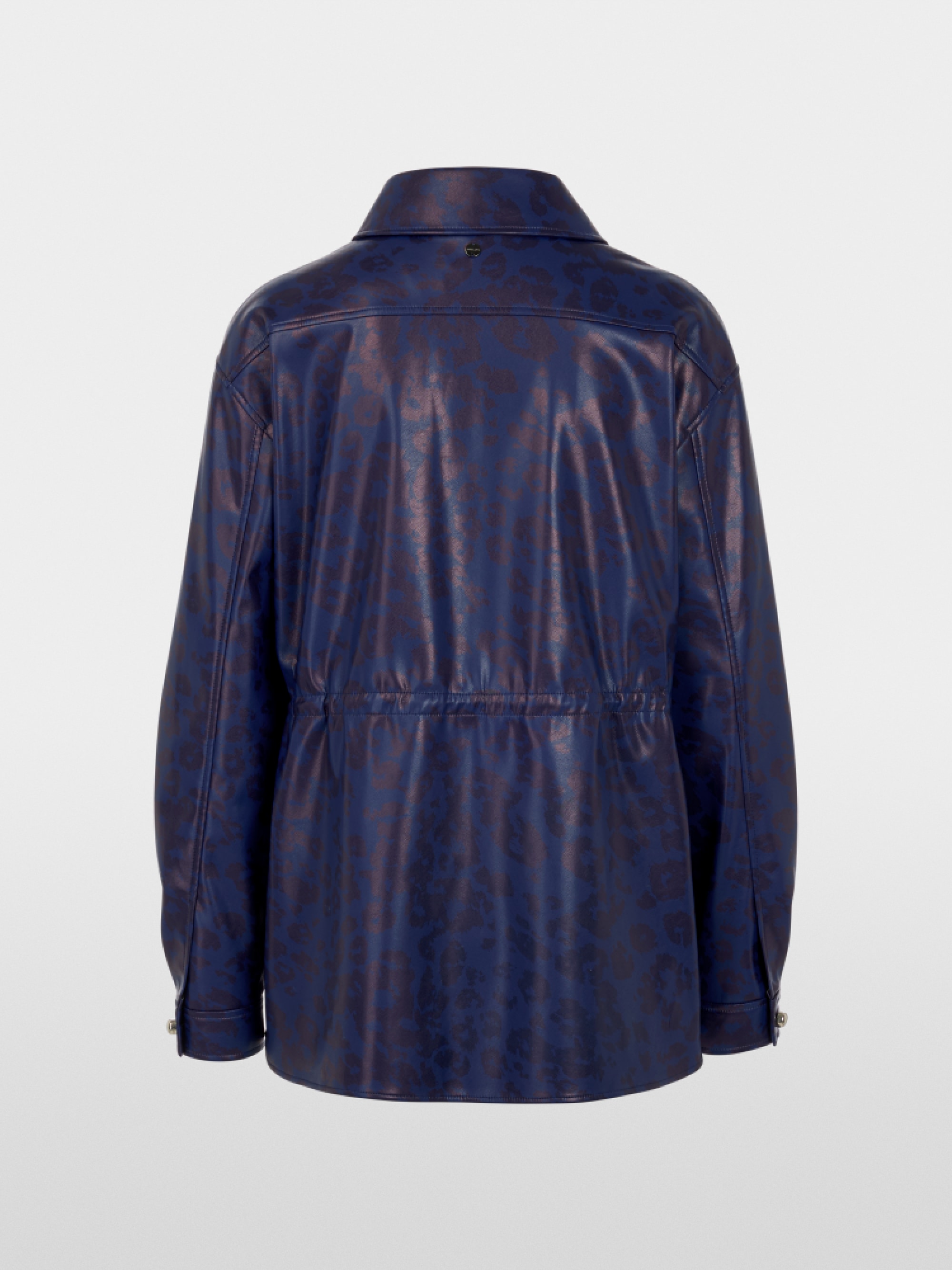 Faux leather blouse with leopard print