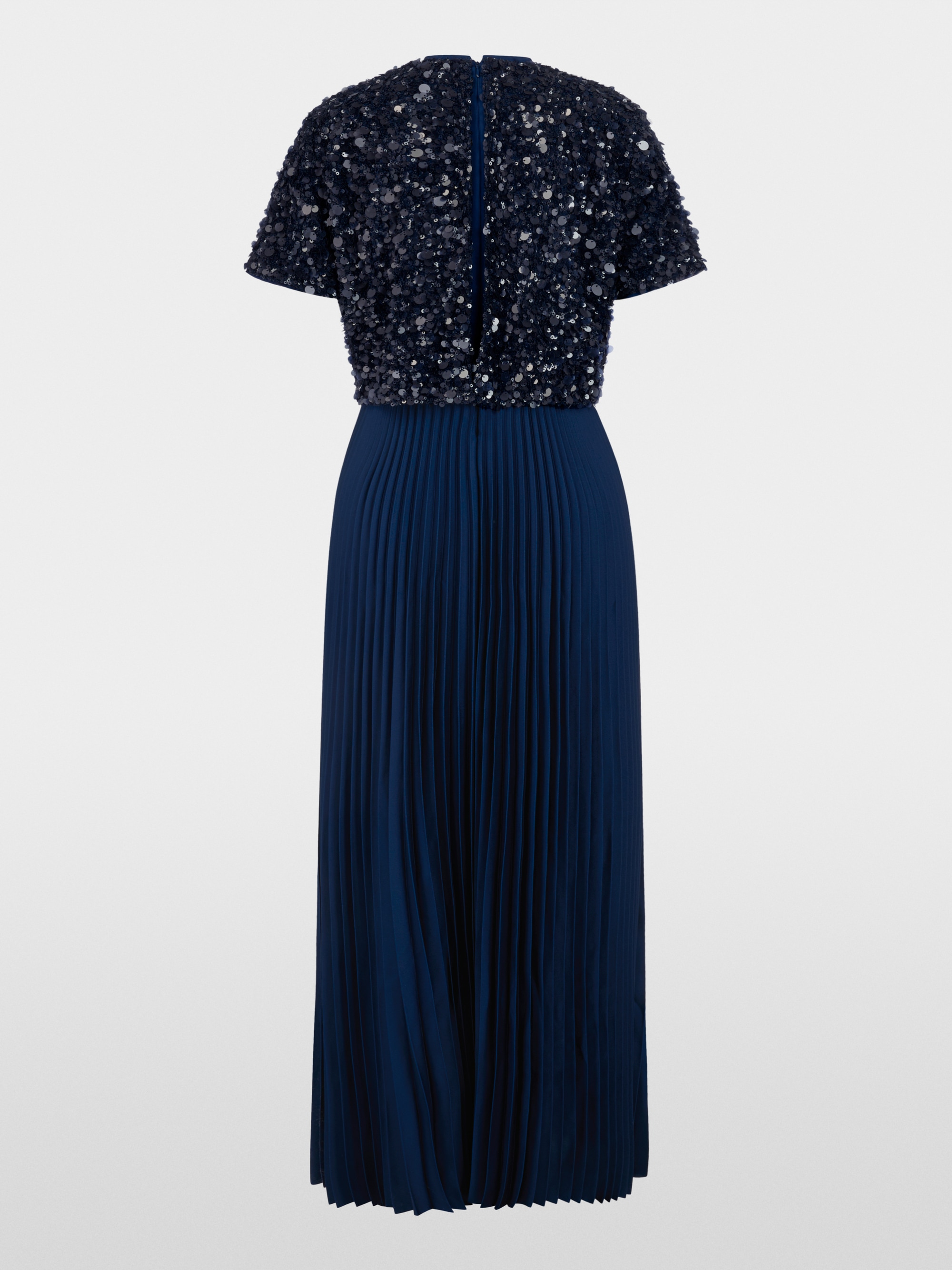 Maxi dress with sequins and pleats