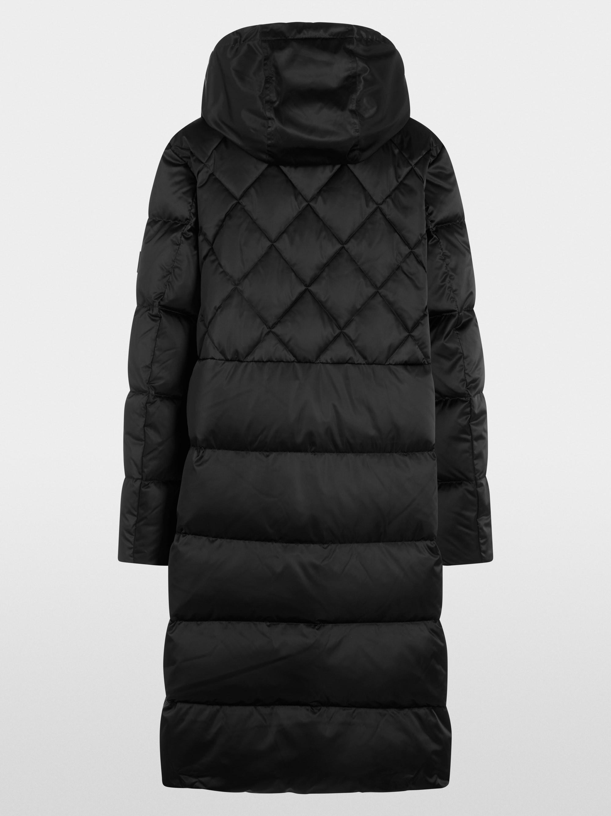 Long quilted coat with hood