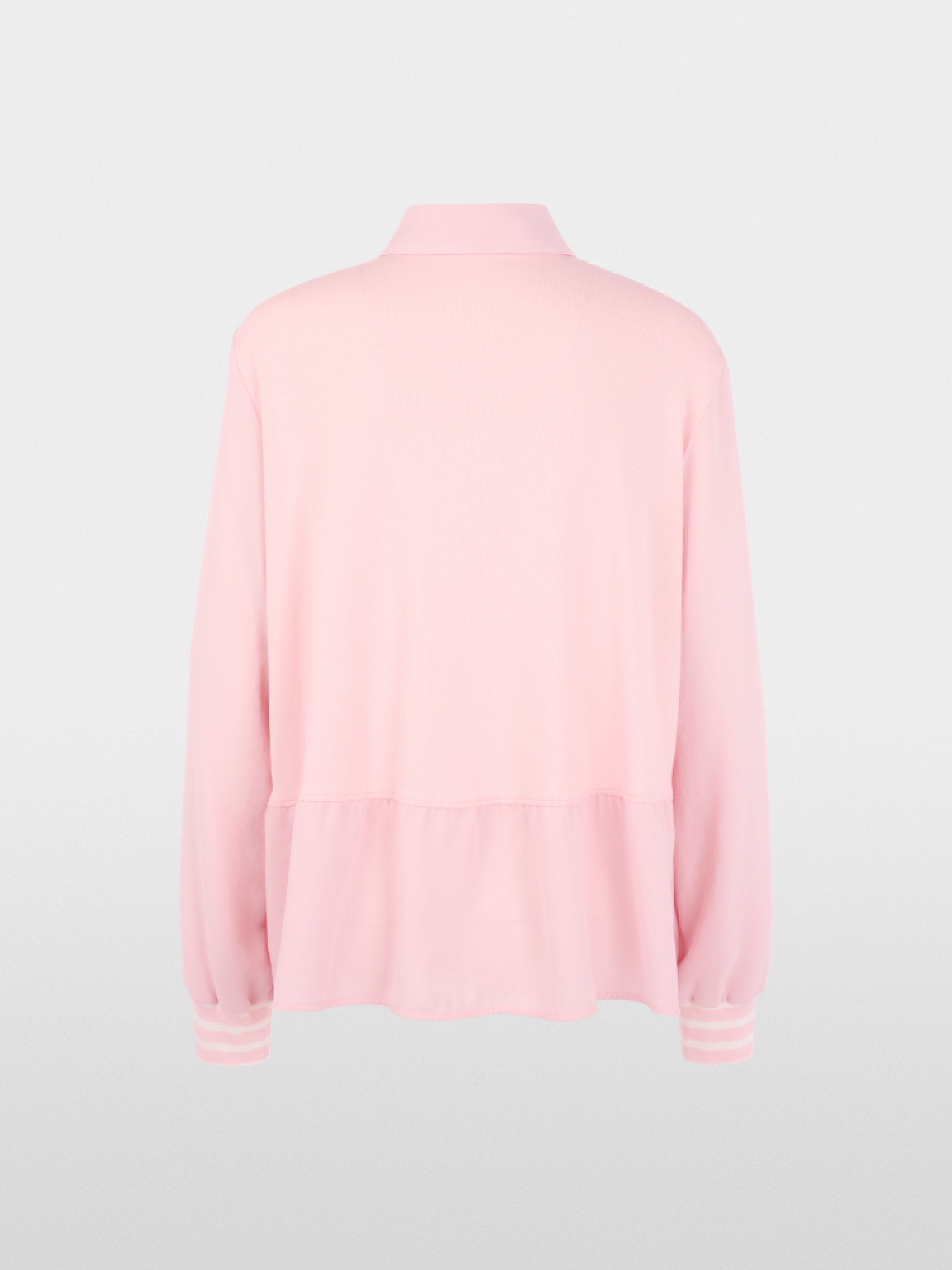 Blouse with polo collar and flounce