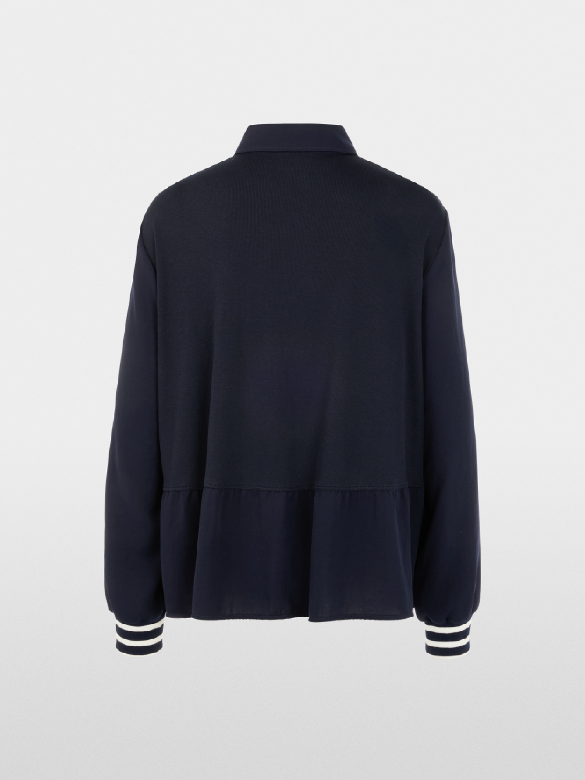 Blouse with polo collar and flounce
