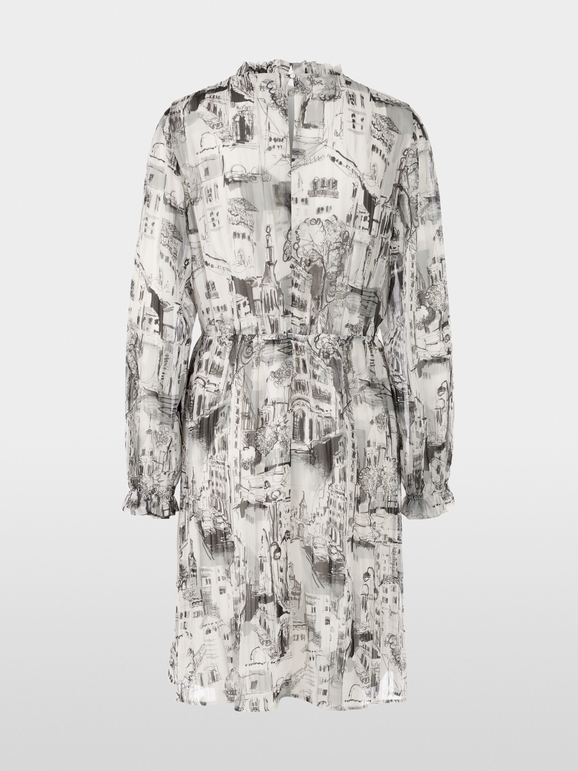 Printed dress with mini ruffles