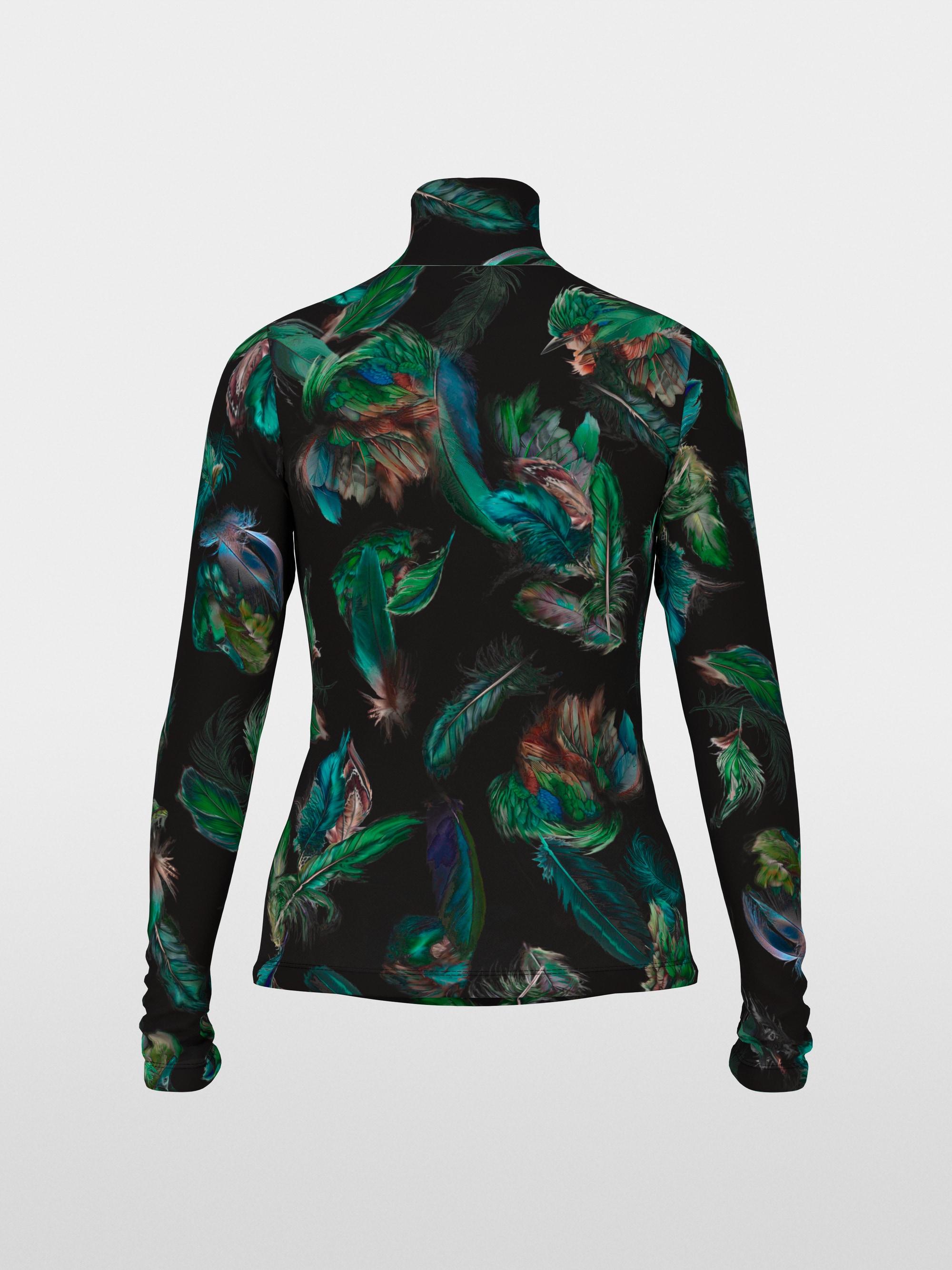 Stretch-Shirt mit Federn-Print