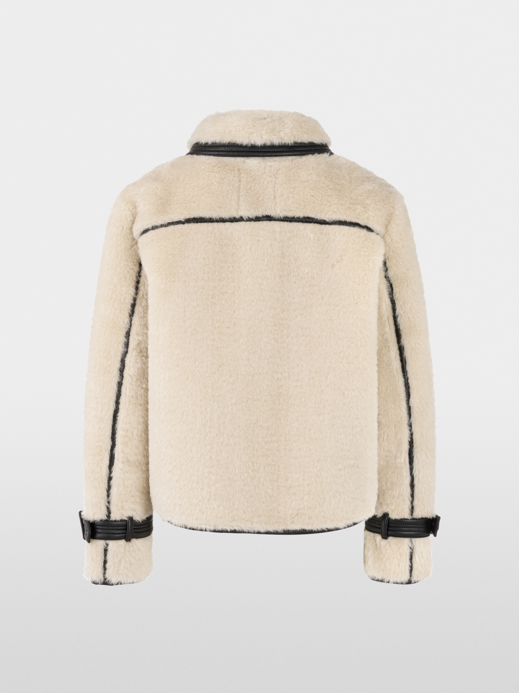 Faux fur jacket with strap detail