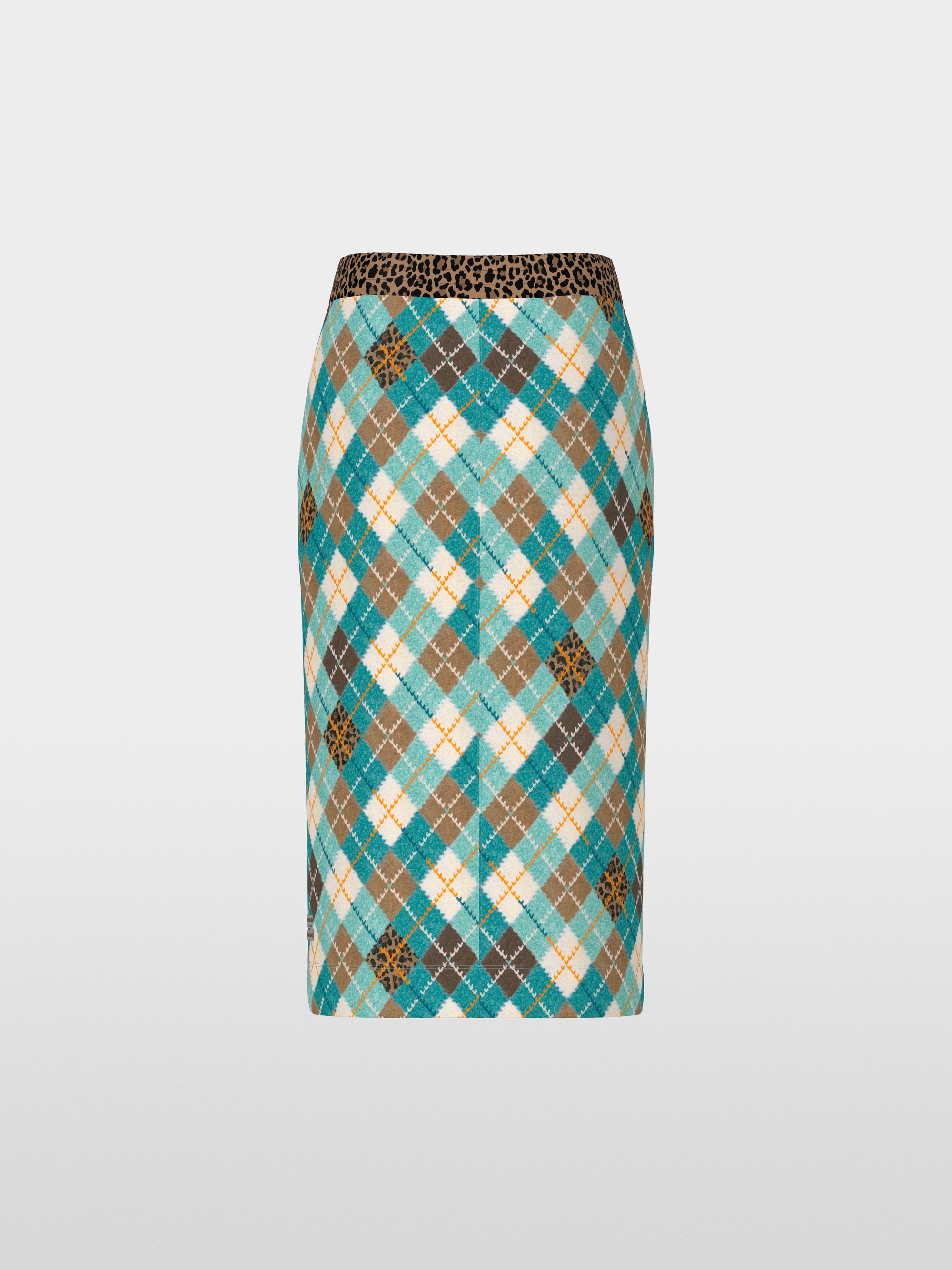 Jupe midi en jersey scuba à motif argyle