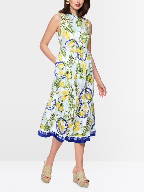 Lemon and olive print viscose dress