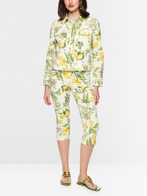 Veste en jean imprimé citrons