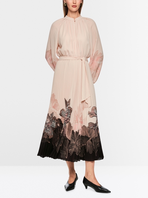Robe midi plissée à imprimé floral