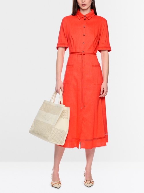 Linen blend mini dress