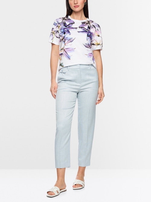 Short-sleeved T-shirt with lily print