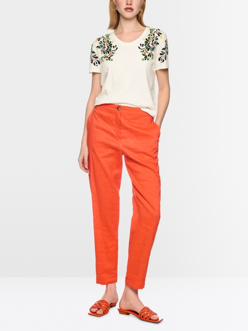 Shirt with hibiscus print and sequins