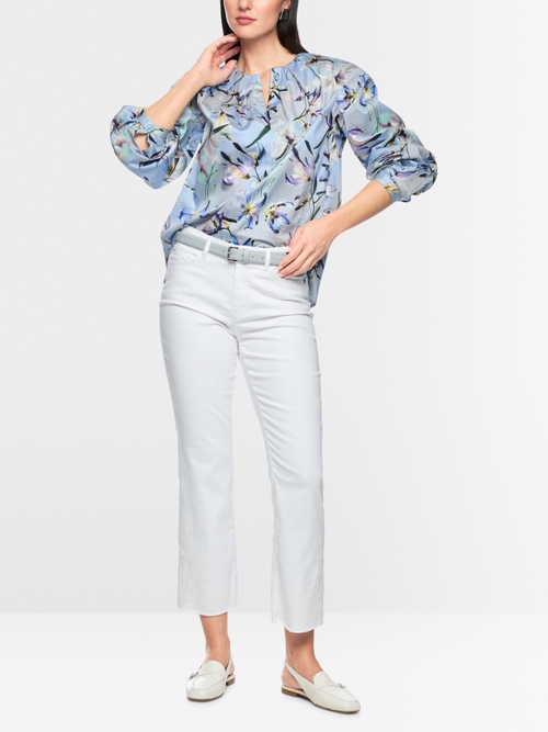 Blouse with all-over lily print