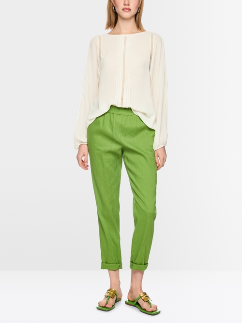 Blouse with lace and pintucks