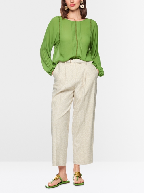 Blouse with lace and pintucks