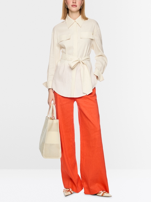 Linen-viscose blend safari blouse