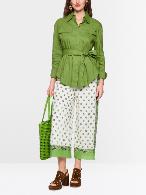 Linen-viscose blend safari blouse