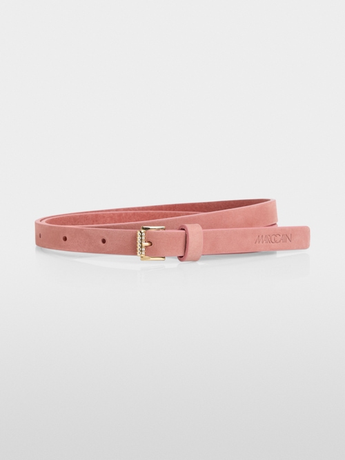 Narrow nubuck leather belt