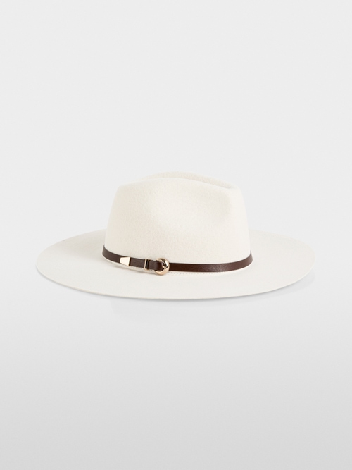 Wool fedora hat with leather band