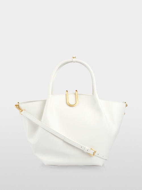 Shopper bag with handles in recycled leather