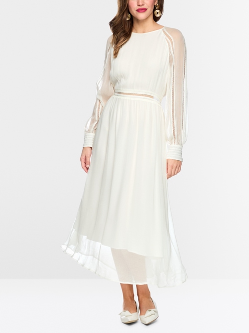 Crinkled viscose midi dress