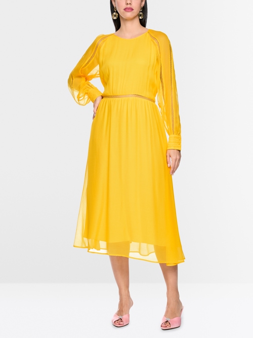 Crinkled viscose midi dress