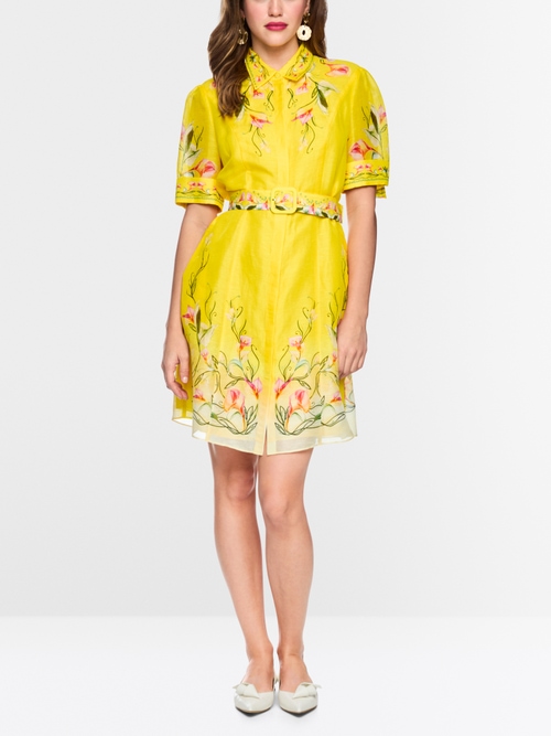 Linen-silk blend mini dress