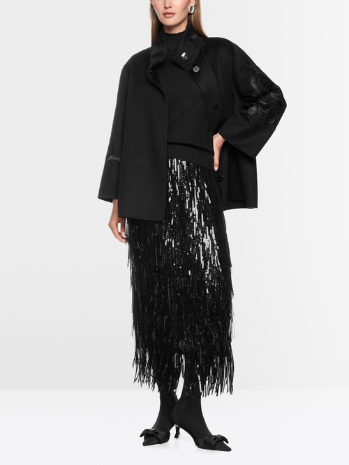 Skirt with sequin fringes