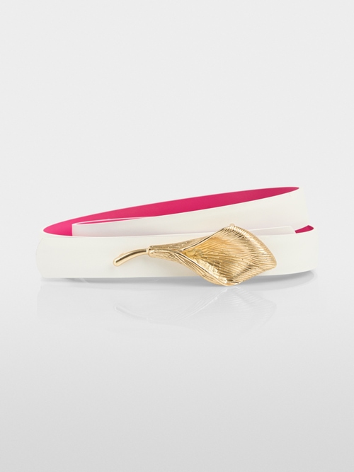 Leather belt with calla lily