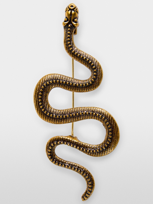 Snake brooch in gold look