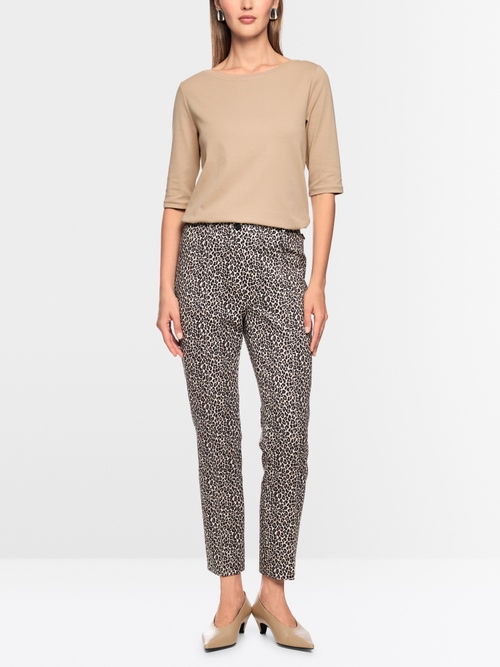 SYDNEY slim fit pants with leopard print